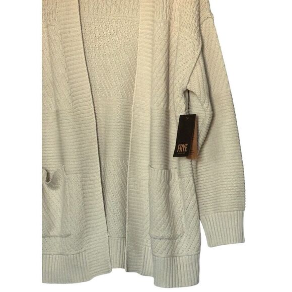 Frye Womens Open Cardigan Sweater‎ Textured Knit Natural Sz Large Tunic Boho NWT - Picture 3 of 11